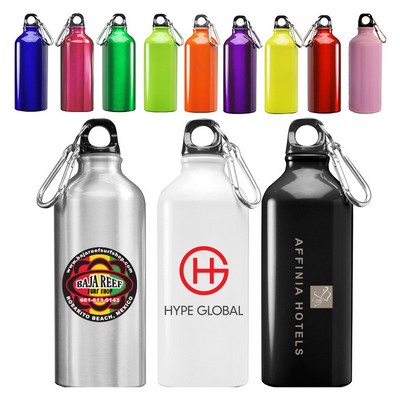 USA Printed Easy-to-Carry 24 oz Aluminum Travel Water Bottle with Carabiner Clip